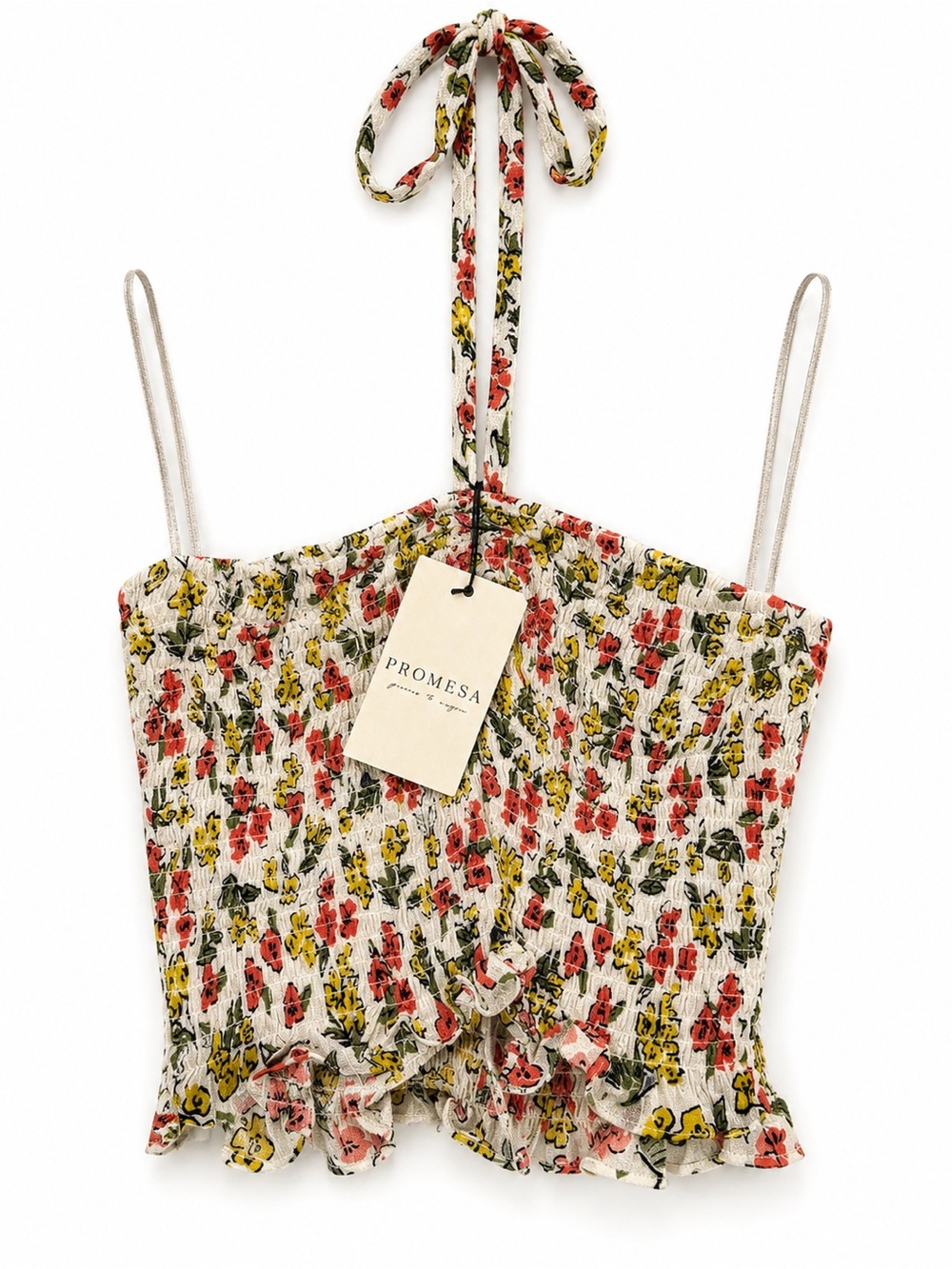Promesa Red & Yellow Floral Smocked Top